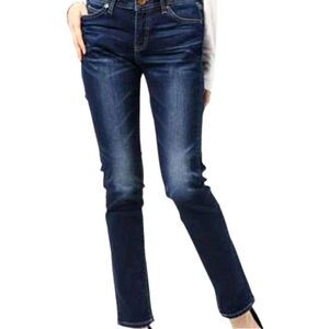 CLOSSHI Premium Mid Rise Dark Wash Lined Skinny Jeans